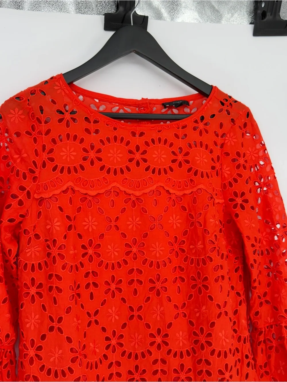 J.Crew Orange Eyelet Embroidered Shift Dress Sz 6 Womens